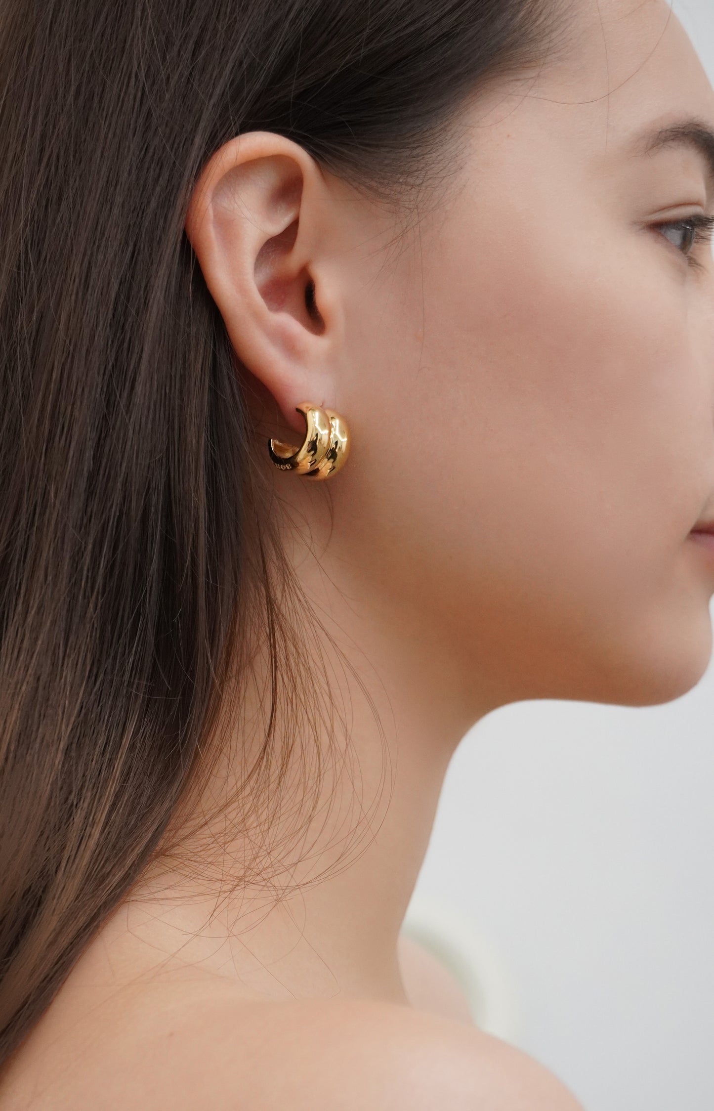 CLASSIC DOUBLE HOOP EARRINGS in Gold