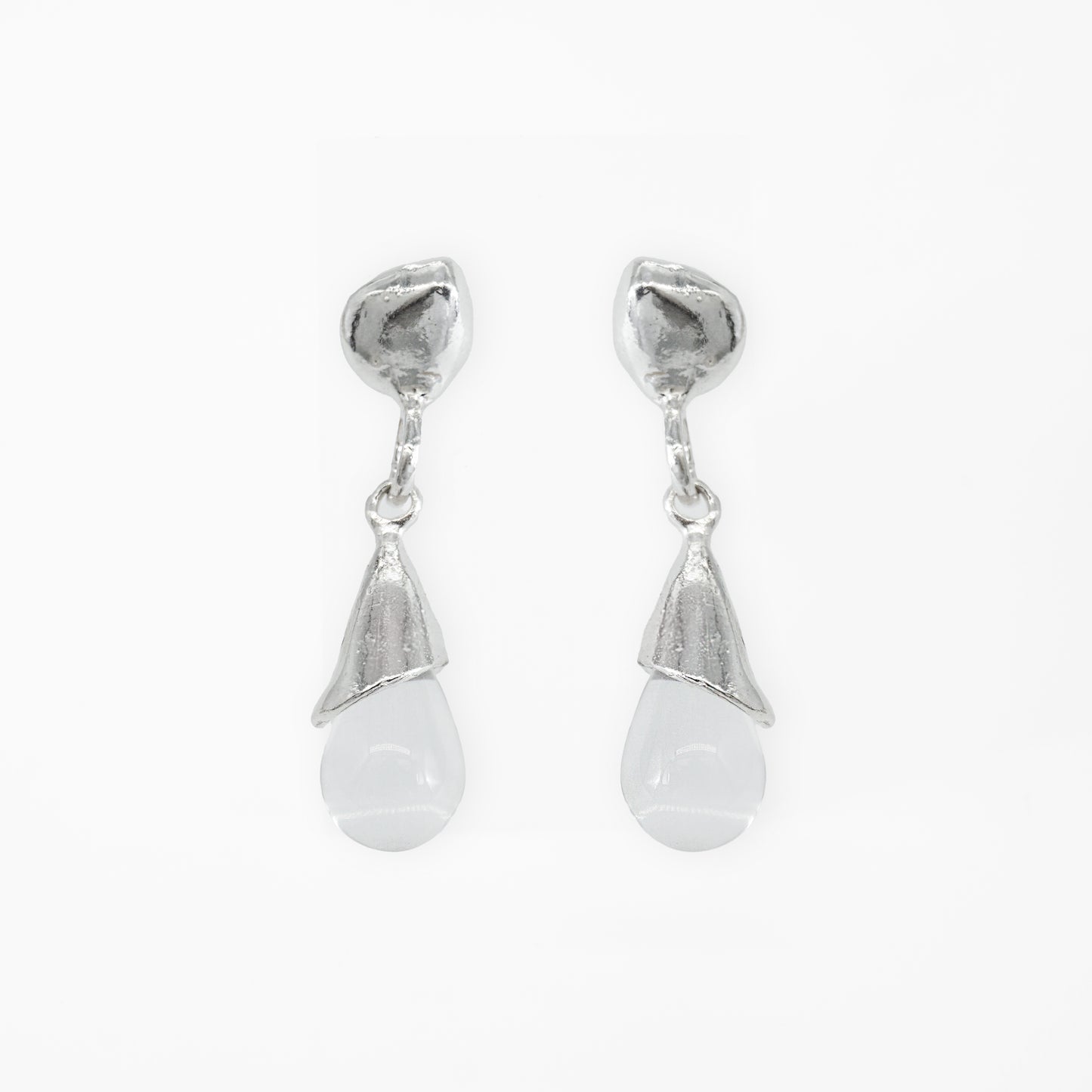 DRIPPING DROP CLEAR QUARTZ EARRINGS