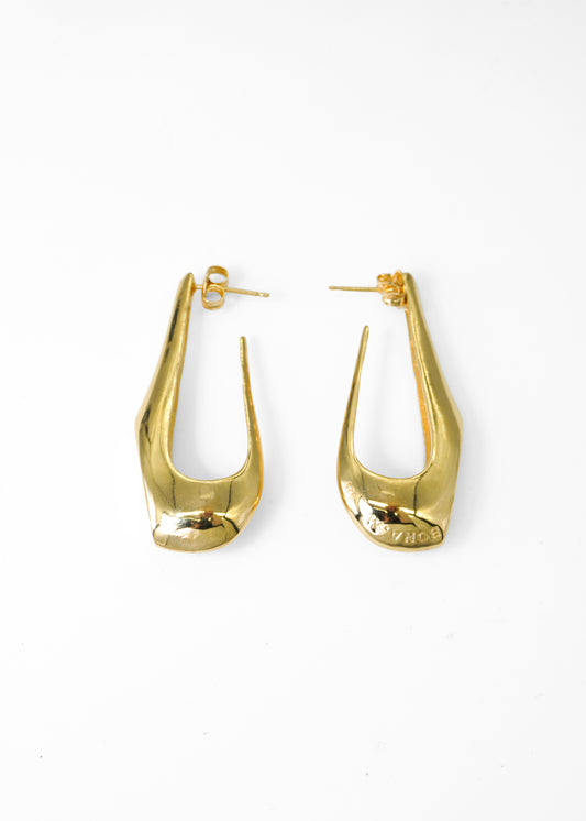 ELONGATED HOOP EARRINGS in Gold