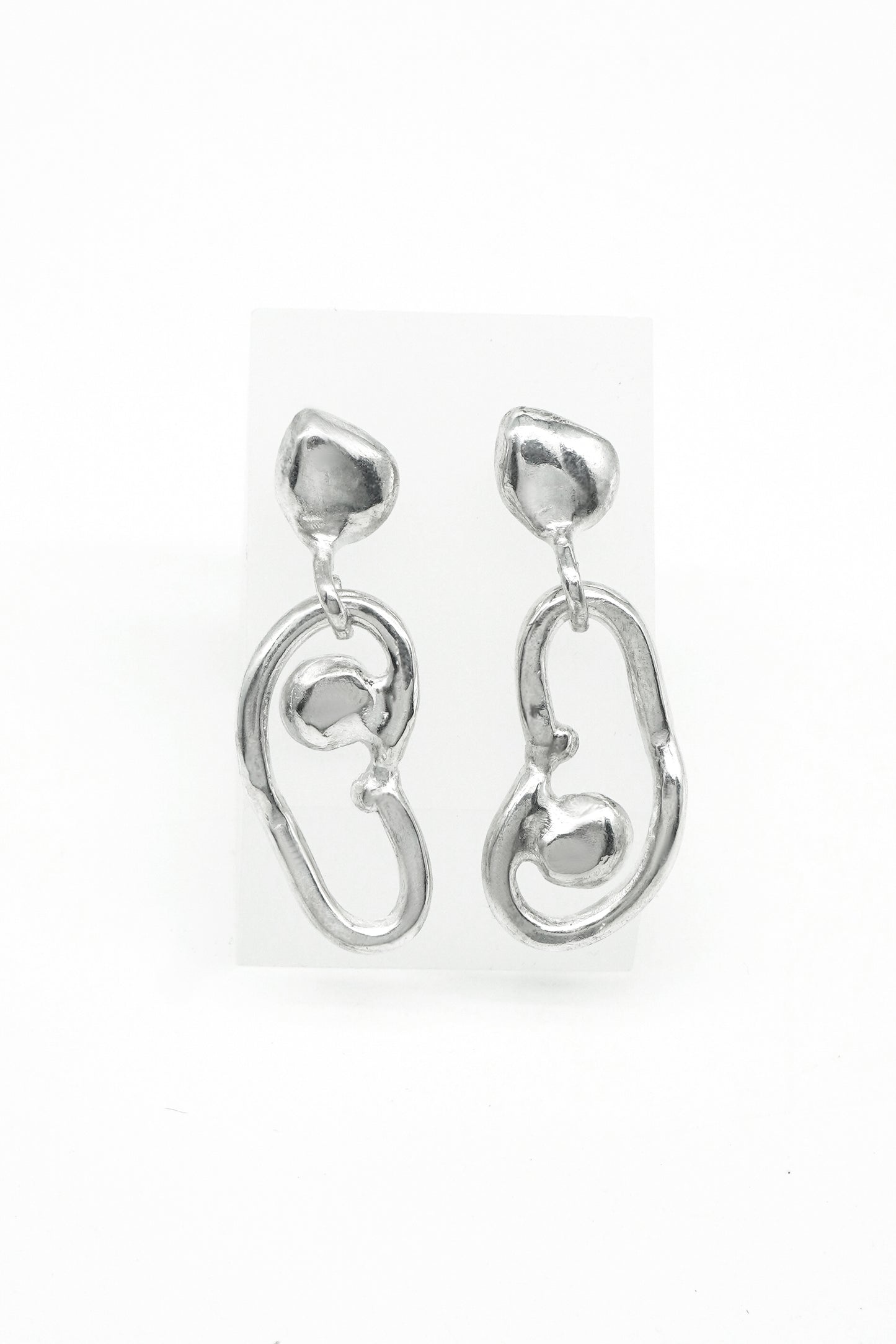 SCULPTURAL DROP EARRINGS in Silver