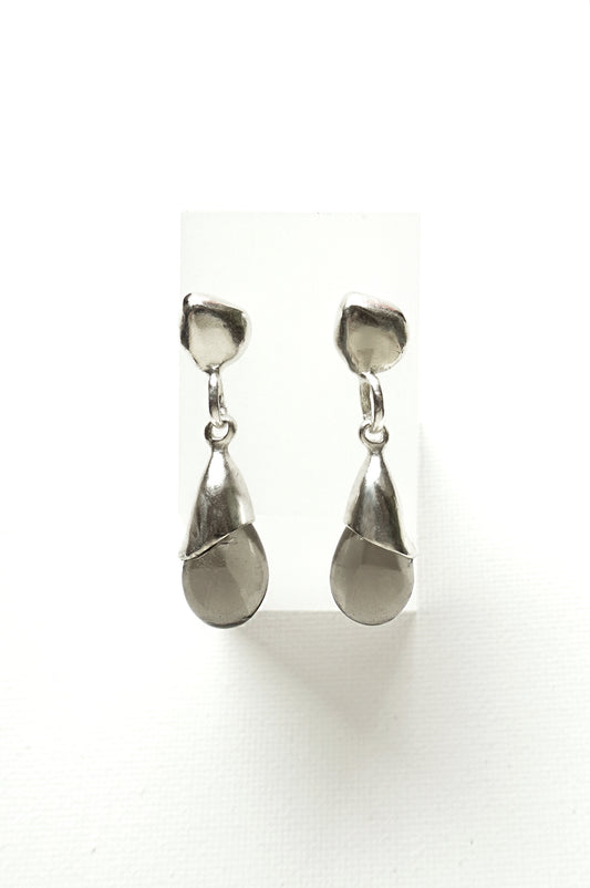 DRIPPING DROP SMOKY QUARTZ  EARRINGS